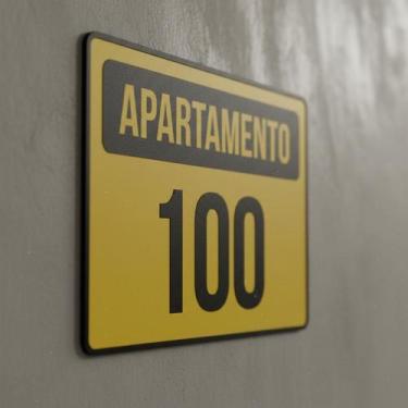 Imagem de Placa Acm Apartamento 100 Amarela 18X23 - Sinalizo