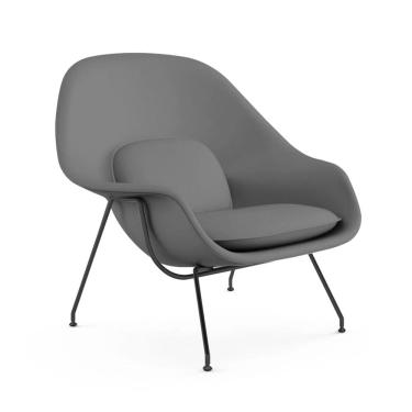 Imagem de Poltrona Womb Chair sem Puff Base Preta Sintético Cinza