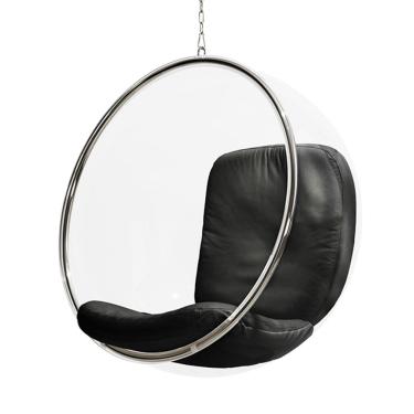 Imagem de Poltrona Bubble Chair Acrilico com Estofado Sued - Preto
