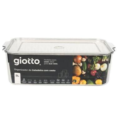 Imagem de Pote 5 Litros Hermetico Organizador de Geladeira Giotto (Pet) com Cest