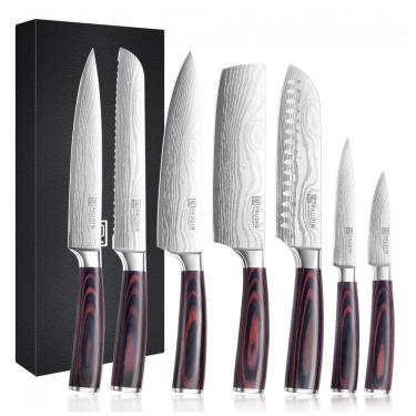 Imagem de Conjunto de Facas de Cozinha PAUDIN 7 Peças Prata com Cabo Pakkawood e Aço