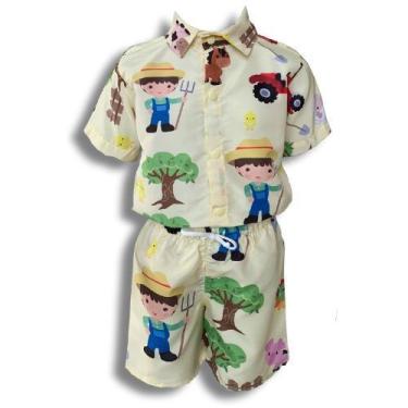 Imagem de Conjunto Mauricinho Fazendinha - Camisa E Bermuda - Pequenos Encantos 