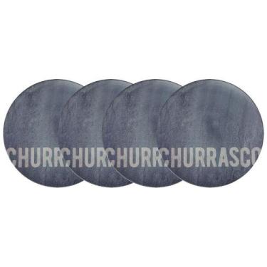 Imagem de Kit Prato Raso Tramontina Churrasco Stone Porcelana 28cm 4 Peças Tramo