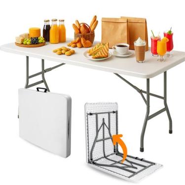 Imagem de Mesa Dobrável Portátil Vira Maleta 180 cm Camping Praia - Yab