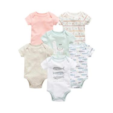 Imagem de Conjunto De Bodies De Algodão Para Bebês Meninas E Meninos Com Manga C