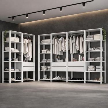 Imagem de Guarda-Roupa Closet Modulado Texas 6 Gavetas 405cm Multimóveis MP4788