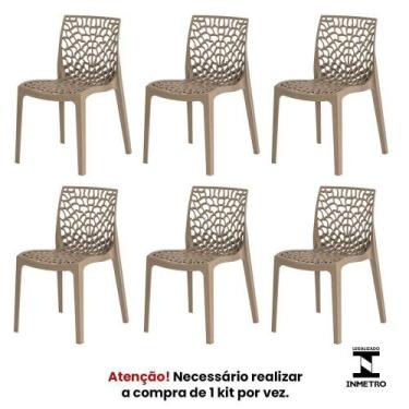 Imagem de Kit 6 Cadeiras Gruvyer Nude Sala Cozinha Jantar - WAW DESIGN
