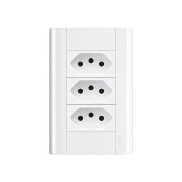 Imagem de Tomada Tripla Fame Modulare 2p+t 20a Com Placa 4x2 Branco - FAME BRASI