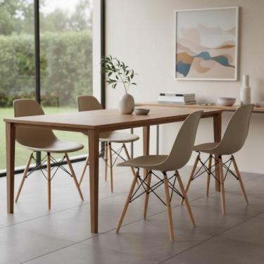 Imagem de Kit 16 cadeiras Charles Eames Eiffel DSW com pés de madeira clara - Nu