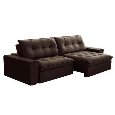 Imagem de Sofá Retrátil Reclinável 3 Lugares 250cm Argon F05 Veludo Marrom - Mpozenato