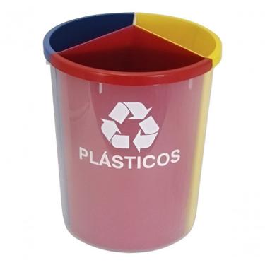 Imagem de Lixeira com 3 Divisórias para Coleta Seletiva MIX-3 30L em Polietileno para Escritório...