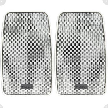 Imagem de Par de Caixas de Som Ambiente de Teto 140W RMS Resistente à Água para Áreas Internas e Externas Branco