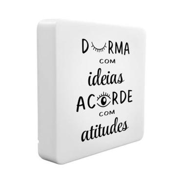 Imagem de Luminária Box Slim Durma Acorde USB TPC para Decoração e Leitura com Luz Difusa Bivolt e Alimentação Via Cabo USB