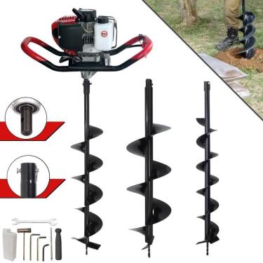 Imagem de Perfurador de Solo GD520B à Gasolina 2T 52CC 2,2HP com Brocas 80x10CM 80x15CM Laranja A...