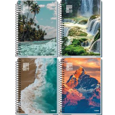 Imagem de Caderno Espiral Credeal Happy Adventure Capa Dura com Divisórias e Adesivos 21x28CM Kit 4 Unidades