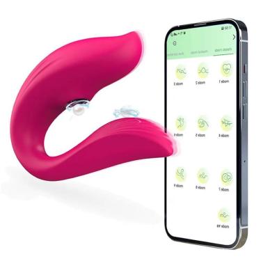 Imagem de Vibrador para Casal Cs-08 em Silicone Rosa com Sucção Controle Via Bluetooth Pelo Celular 10 Modos OEM