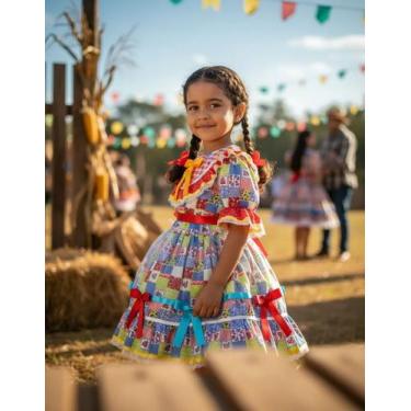 Imagem de Vestido Infantil Festa Junina Julina Quadrilha Caipira Luxo - Festa Lu