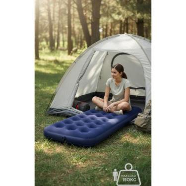 Imagem de Colchão Inflável Solteiro Azul Conforto Até 150kg 76x185x22c - Congrat