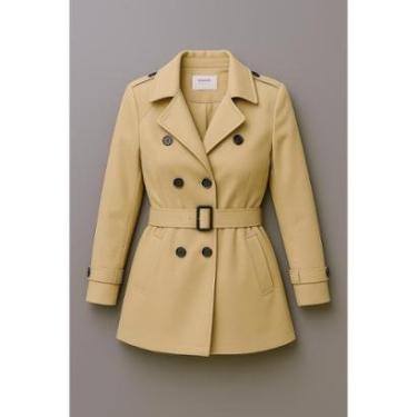 Imagem de Sobretudo Feminino Jaquetão De Frio Grosso Forrado Blazzer com Bolsos Cintos e Fivelas-...