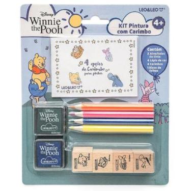 Imagem de Kit Pintura Carimbo Ursinho Pooh 4 Lápis De Cor 1 Bloco 4 Carimbos 2 A