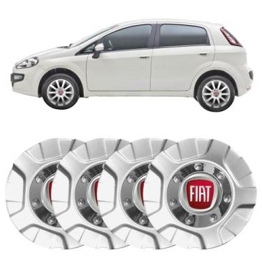 Imagem de 4x Calota Centro de Roda BRW 560 PRATA logo FIAT Aro 14 15