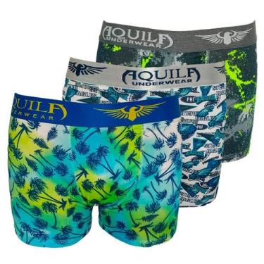 Imagem de Kit  Com 3 Cueca Boxer  Microfibra Estampada Aquila Sortido, GG, Preto