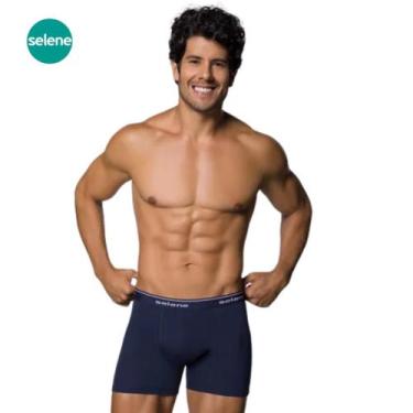 Imagem de Cueca boxer algodão kit com 2 unidades selene, Preto, Azul, EG