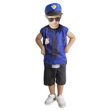 Imagem de Fantasia Policial Infantil Segurança Uniforme Profissões Masculinas Fe