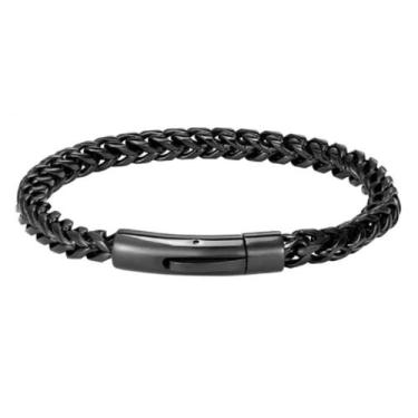 Imagem de Bracelete Warrior Aço Preto - Vorax Acessórios, GG - 20cm a 20,5cm