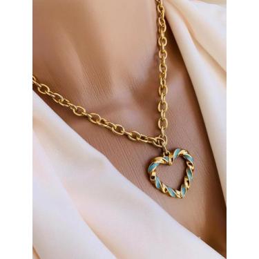 Imagem de Colares chocker de coração trabalhado folheado ouro e prata - Dondocas