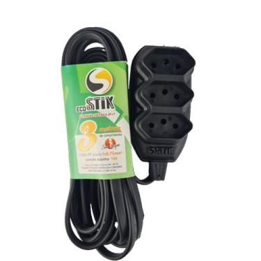 Imagem de Extensão 3 Pinos 3 Metros Preto ECO-STIK - ecostik