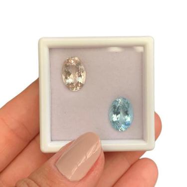 Imagem de 2ø  6,96ct - Água Marinha + Morganita Oval - ENE2ESE