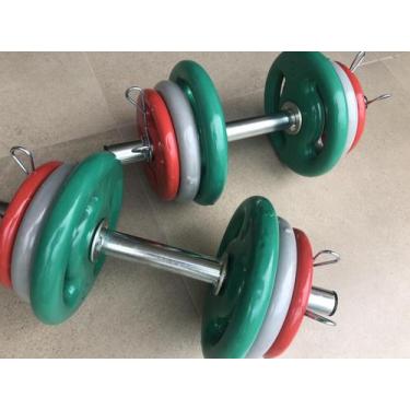 Imagem de Kit halter 24kg anilhas emborrachadas de feero - FORCE
