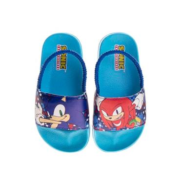Imagem de Avengers Slide Open Toe - Sandálias de super-heróis para meninos - Capitão América Thor Hulk Homem de Ferro Homem-Aranha (tamanhos: 5-10 crianças / 11-12 crianças pequenas), Azul - Sonic & Knuckles