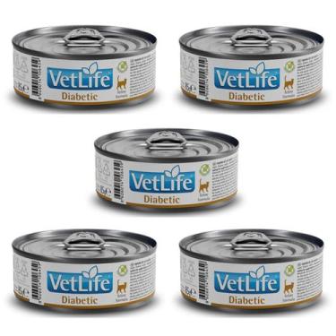 Imagem de Kit c/ 5 Vet Life Diabetic Ração Úmida p/ Gatos 85g - Farmina