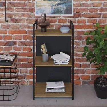 Imagem de Estante com 3 Prateleiras 84x45x33cm com Fundo Yon Marrom/Vermont/Pret