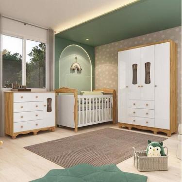 Imagem de Quarto de Bebê Completo Berço 3 em 1, Guarda-Roupa 4 Portas e Cômoda 1