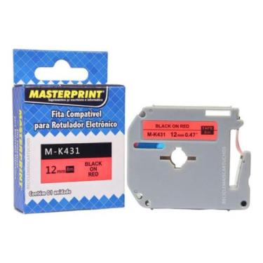 Imagem de Fita Mk431 Mk-431 M-k431 12mm Rotuladora Preto No Vermelho  Kit 2un - 