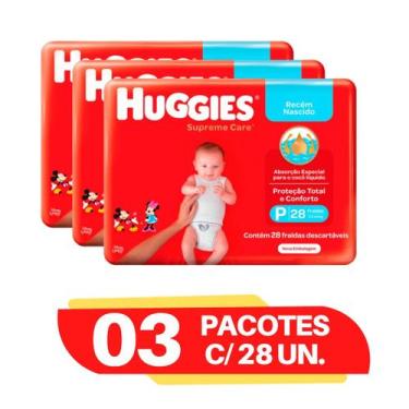 Imagem de Fralda Huggies Máxima proteção tamanho P kit 03 pacotes