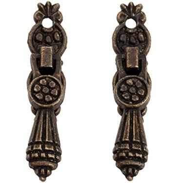 Imagem de 10 pcs puxe alças Botões de ferro Retro Antique Bronze Armário Armário de Armário Hardware Vintage Zipper Handle 52 * 10mm YYDFPIIA