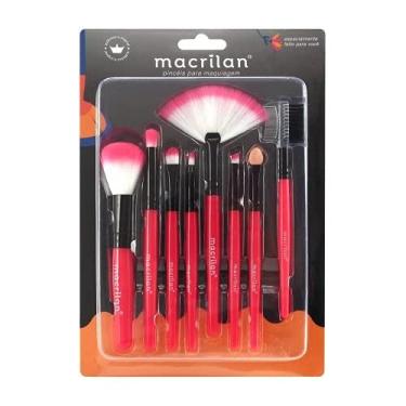 Imagem de Kit Kp3-1A com 8 Pincéis Para Maquiagem - Rosa, Macrilan