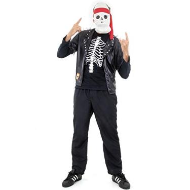 Imagem de Fantasia Caveira Rockeiro Luxo Com Máscara Adulto GG 50-52