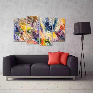 Imagem de Quadro Abstrato Artístico Colorful Escritório Tecido 4 Peça