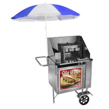 Imagem de Carrinho Hot Dog Simples com Rodas Maciças e Guarda Sol - Cefaz
