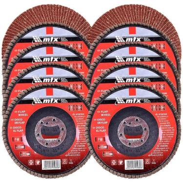 Imagem de Disco de Lixa Flap 4.1/2 POL Grana 60 Kit Com 10 Unidades MTX