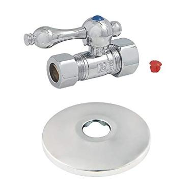 Imagem de Kingston Brass CC44451K Válvula de parada reta de 1,58 cm x 1,27 cm (5/8" x 1/2") OD Comp com flange, cromo polido