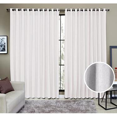 Imagem de Cortina Tecido Rustico 4,00M x 2,30M Semi Blackout Branca Para Varão Simples