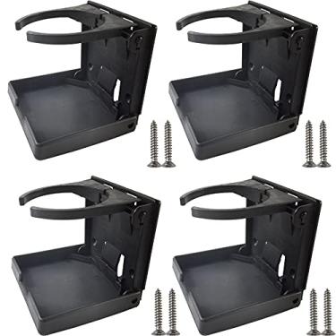 Imagem de TIHOOD Suporte ajustável dobrável para bebidas, 4 peças, suporte ajustável para marinha/barco/caravana/carro/caminhões/RVs/Vans (preto)