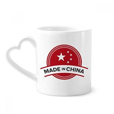 Imagem de Feito na China Emblema Estrelas Caneca Chinesa Café Cerâmica Copos Copo de Coração de Vidro