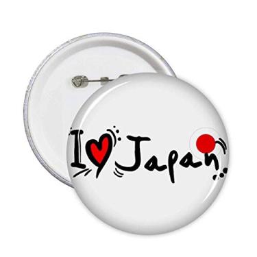 Imagem de Broche de coração I Love Japan Word Flag Heart Pins Badge Button Emblem Decoração 5 peças